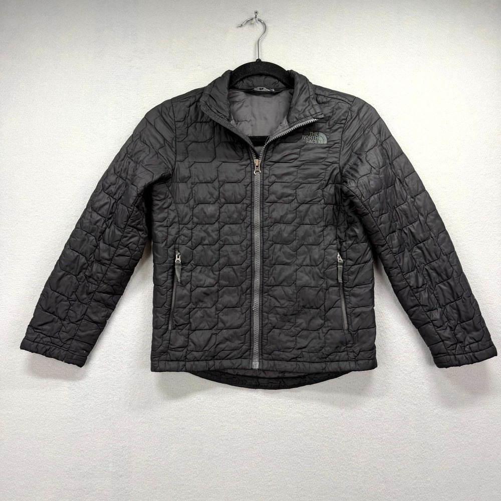 The North Face Thermoball Down Puffer Jacket Boys Small Black Lightweight Zip Up